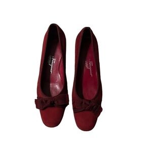 SALVATORE Ferragamo Suede Floral Print Pumps